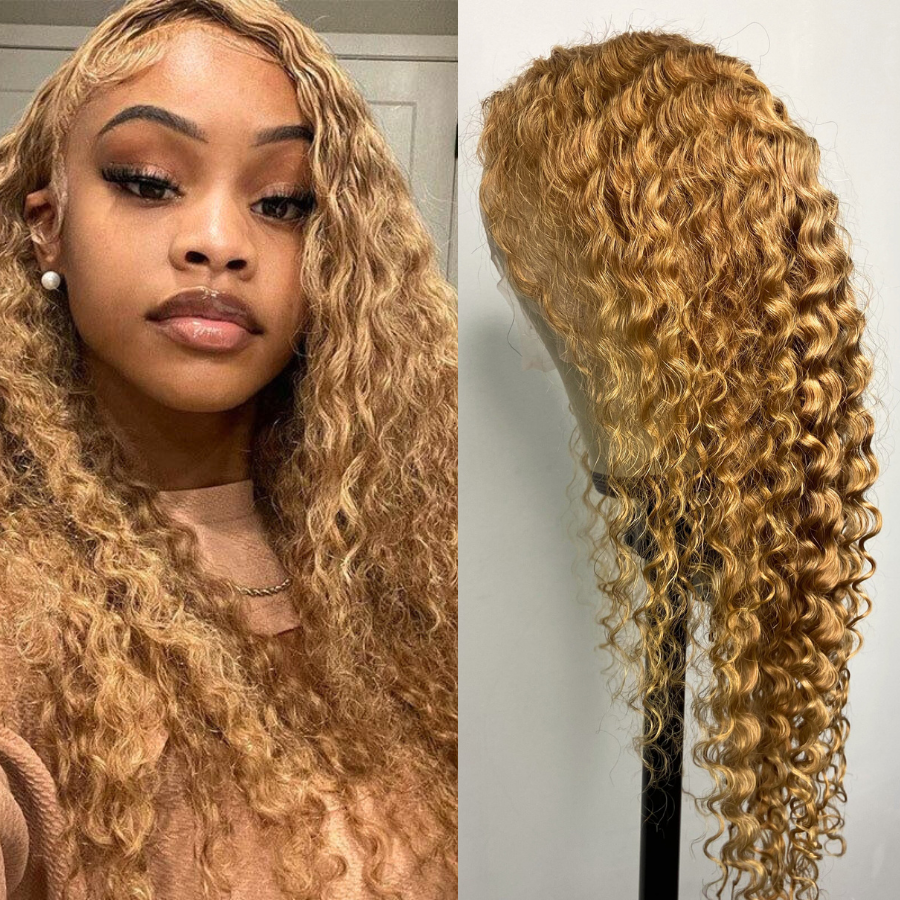 We Heart Hair Honey Blonde Deep Wave Lace Front Human Hair Wig