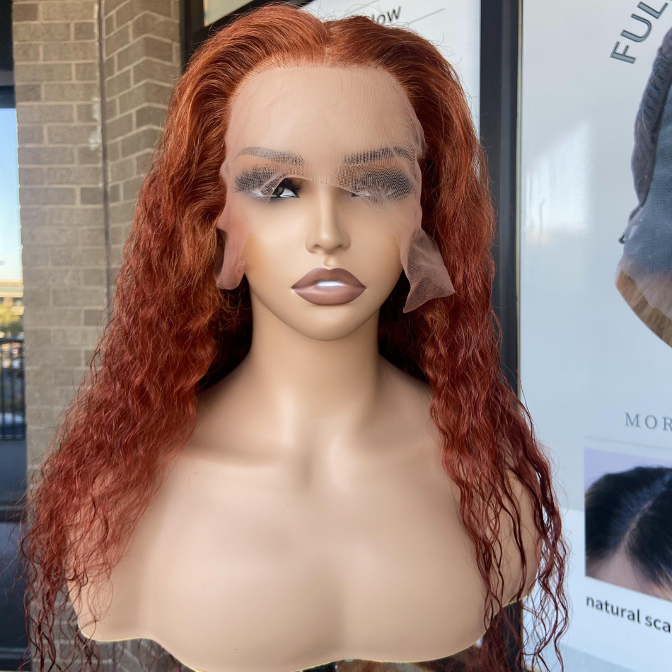 We Heart Hair Copper Brown 13x4 Full Frontal Water Wave Lace Front Human Hair Wig