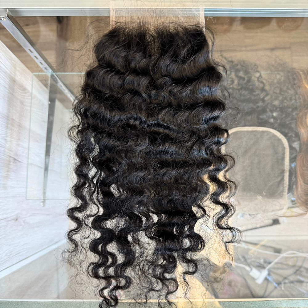 Burmese Curly 100% High Quality Virgin Human Hair Pre Plucked Lace Closure 2x6/5x5