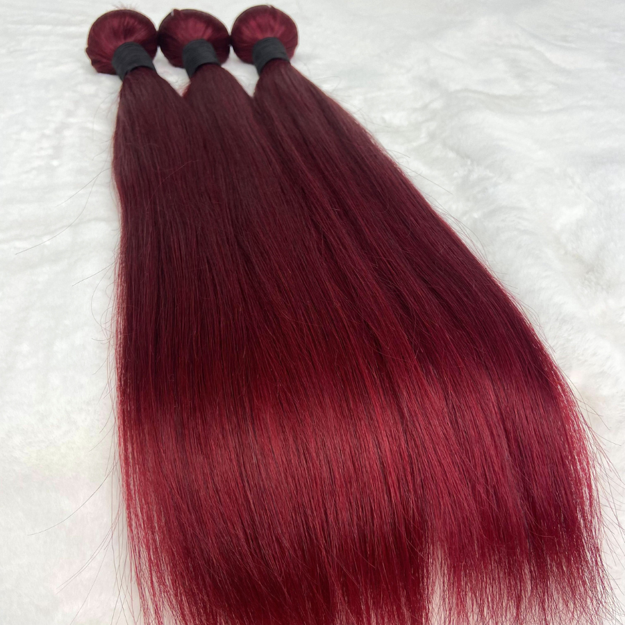 We Heart Hair Burgundy Red Straight 3 Bundles Deal 100% Virgin Human Hair