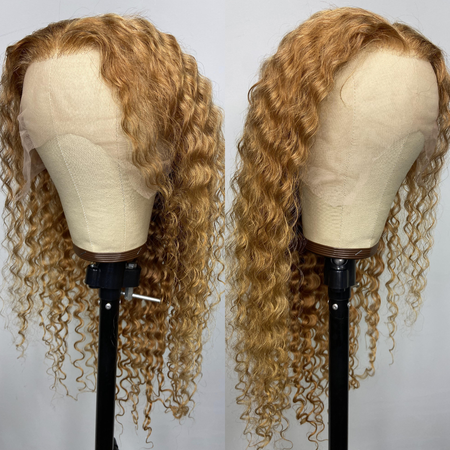 We Heart Hair Honey Blonde Deep Wave Lace Front Human Hair Wig
