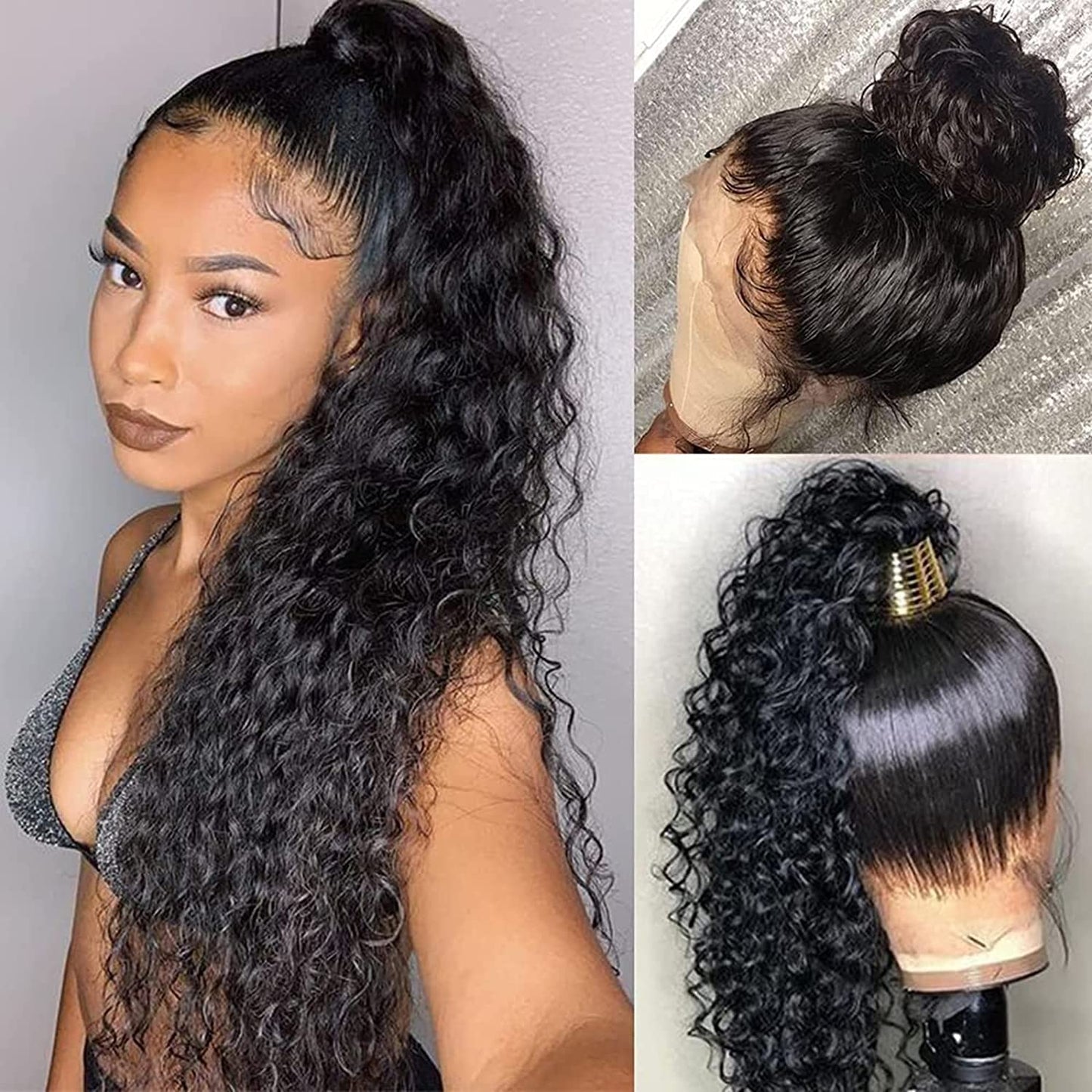We Heart Hair 360 Lace Front Human Hair Wig Pre Plucked Malaysian Curly Natural Black Color