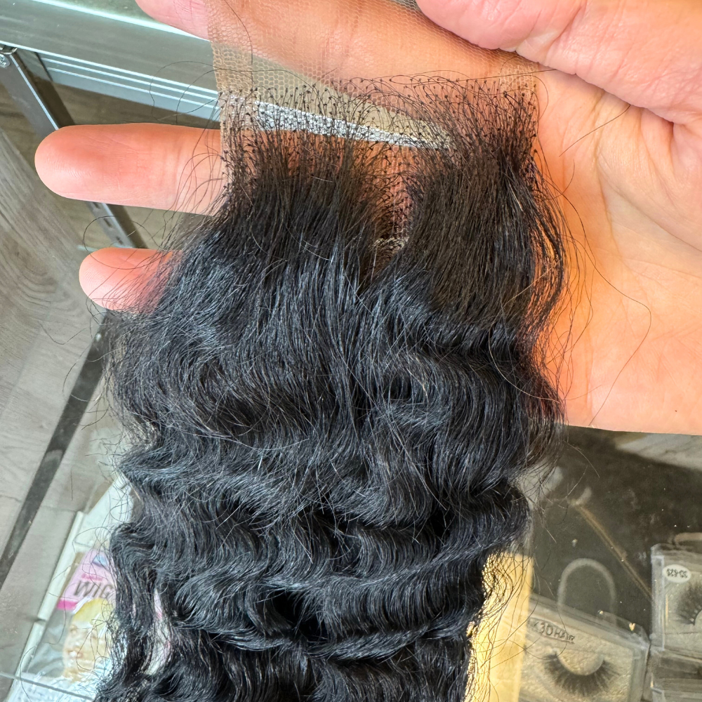 Burmese Curly 100% High Quality Virgin Human Hair Pre Plucked Lace Closure 2x6/5x5