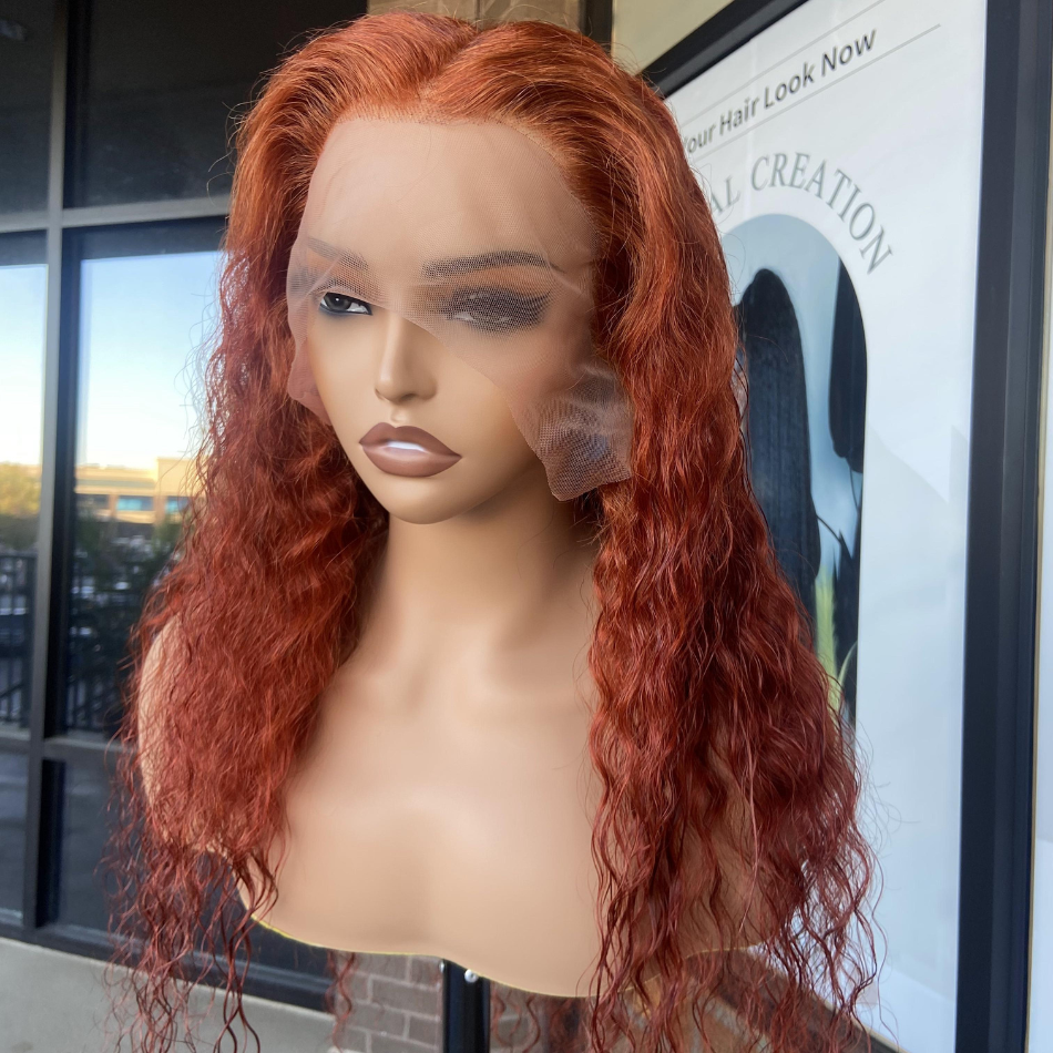 We Heart Hair Copper Brown 13x4 Full Frontal Water Wave Lace Front Human Hair Wig