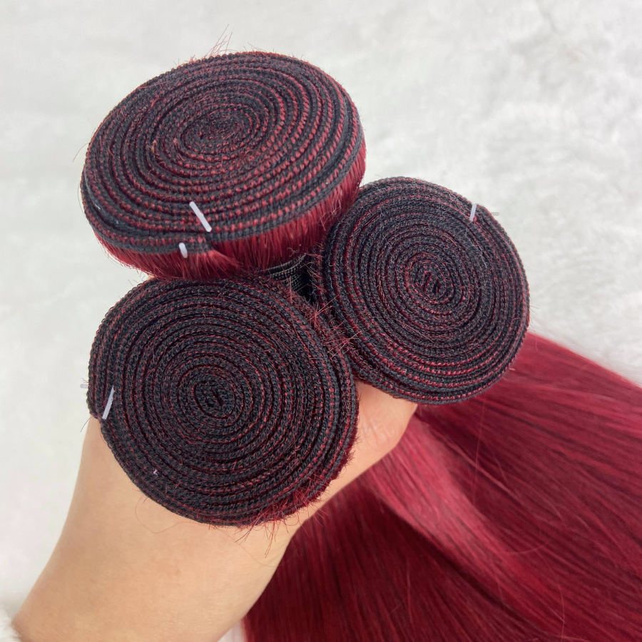 We Heart Hair Burgundy Red Straight 3 Bundles Deal 100% Virgin Human Hair
