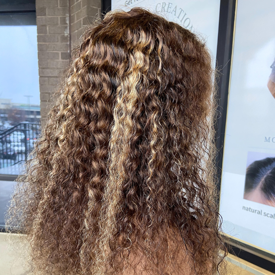We Heart Hair Honey Blonde Highlight Malaysian Curly 13x4 Frontal Human Hair Wig