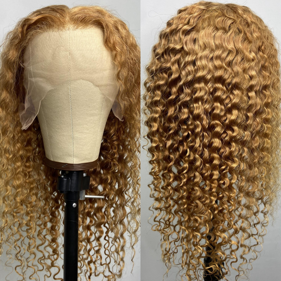We Heart Hair Honey Blonde Deep Wave Lace Front Human Hair Wig