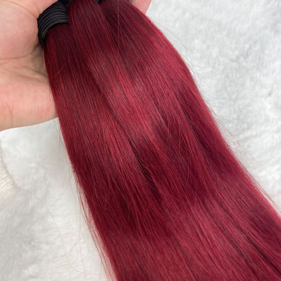 We Heart Hair Burgundy Red Straight 3 Bundles Deal 100% Virgin Human Hair
