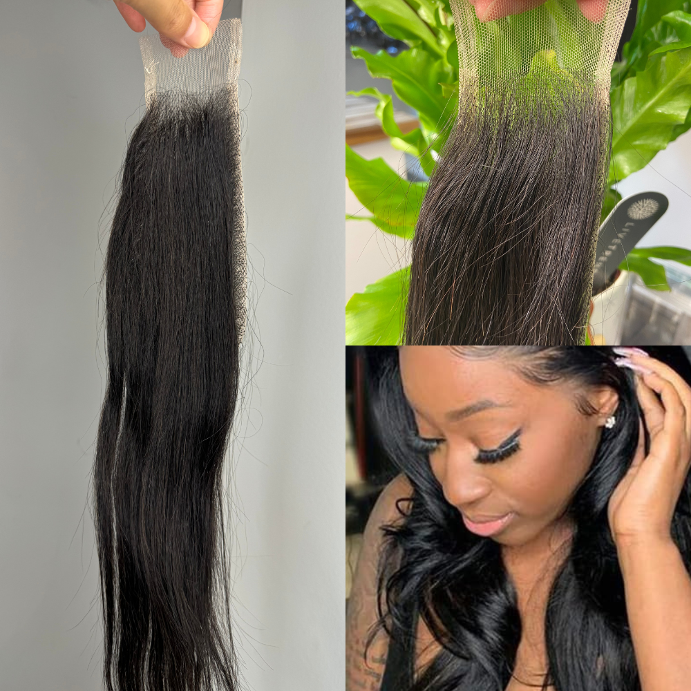 Straight 2x6/4X4/5X5/13x4 Lace Frontal Transparent Lace Virgin Hair Closure