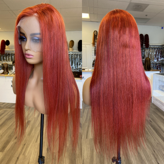 We Heart Hair 13x4 Full Frontal Ginger Copper Lace Front Wig Silky Straight Human Hair Wig
