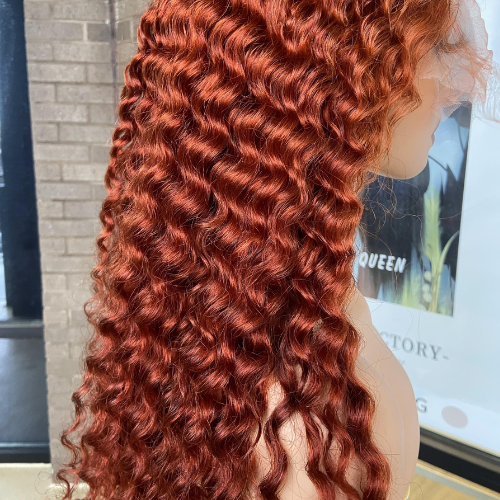 We Heart Hair Copper Brown 13x4 Full Frontal Deep Wave Human Hair Wig 180% Density Pre-plucked