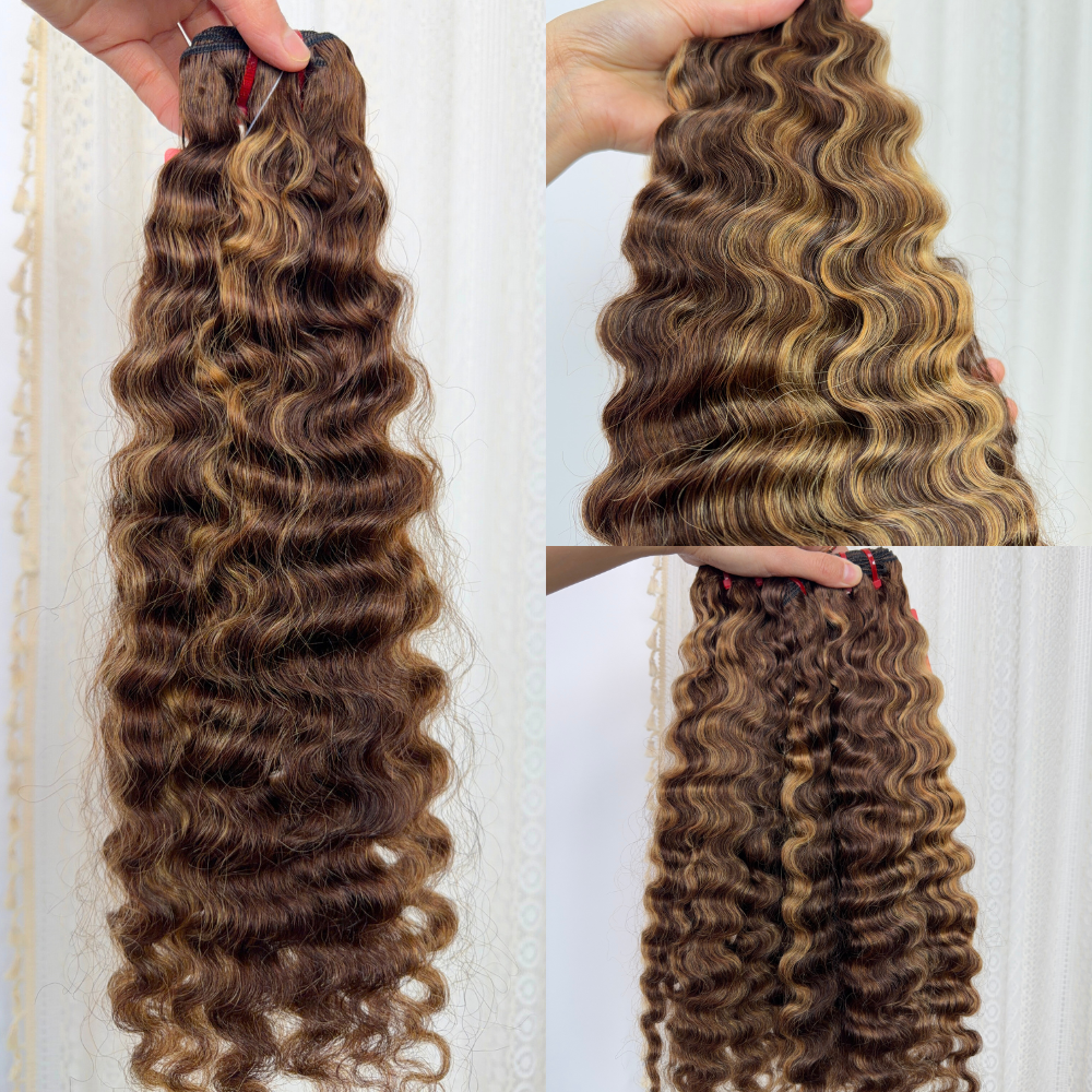 We Heart Hair Burmese Curly 11A Honey Blonde Highlight F4/27 100% Virgin Human Hair