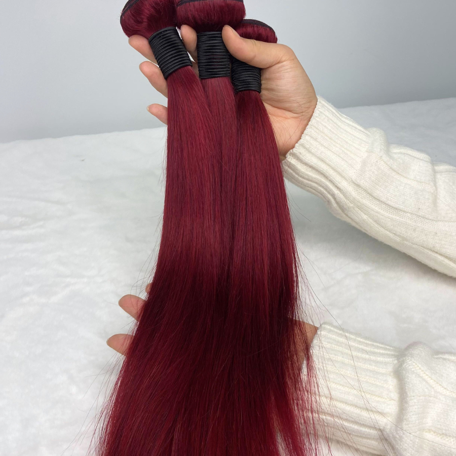 We Heart Hair Burgundy Red Straight 3 Bundles Deal 100% Virgin Human Hair