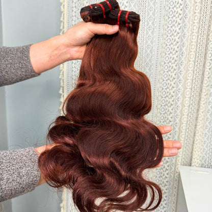 [We Heart Hair]Chestnut Brown Burmese Curly 11A 100% Virgin Human Hair Straight Body Wave Fall Hair Color