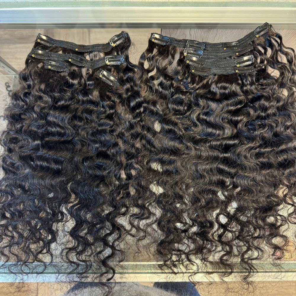 [We Heart Hair] Burmese Curly Soft Lace Weft Clip-on Hair Extension 100% Virgin Human 8PCS Straight Body Wave