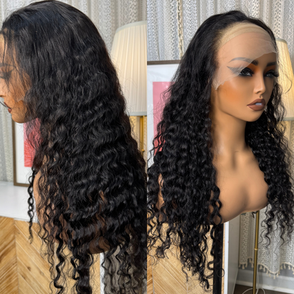 13X4 Full Frontal Burmese Curly 100% Virgin Hair 200% Density Natural Wave Wig Natural Color