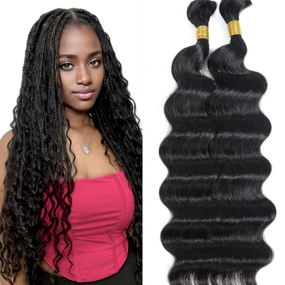 [We Heart Hair] Boho Braids 100% Cambodian Human Hair Bulk Hair For Braiding Hair Deep Wave Loose Deep Wave Honey Blonde 4/27 humanhair boho  Summer Hot