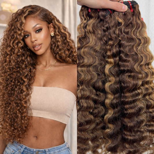 We Heart Hair Burmese Curly 11A Honey Blonde Highlight F4/27 100% Virgin Human Hair