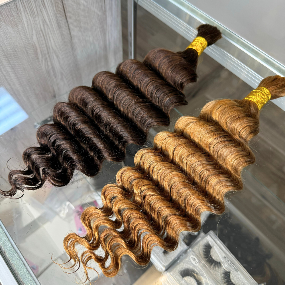 [We Heart Hair] Boho Braids 100% Cambodian Human Hair Bulk Hair For Braiding Hair Deep Wave Loose Deep Wave Honey Blonde 4/27 humanhair boho  Summer Hot