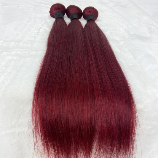 We Heart Hair Burgundy Red Straight 3 Bundles Deal 100% Virgin Human Hair