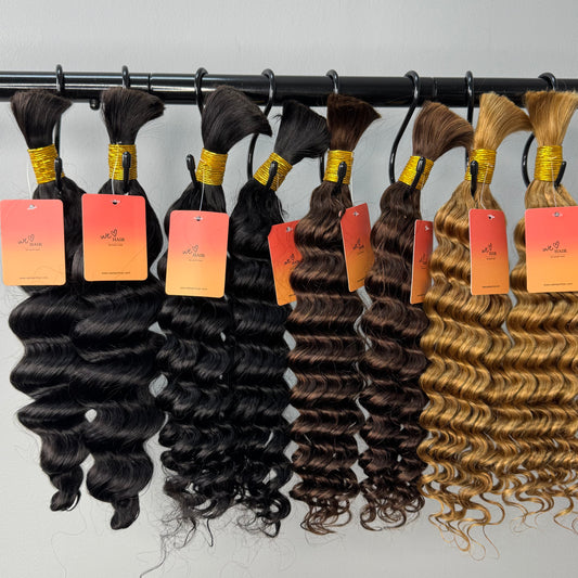 [We Heart Hair] Boho Braids 100% Cambodian Human Hair Bulk Hair For Braiding Hair Deep Wave Loose Deep Wave Honey Blonde 4/27 humanhair boho  Summer Hot