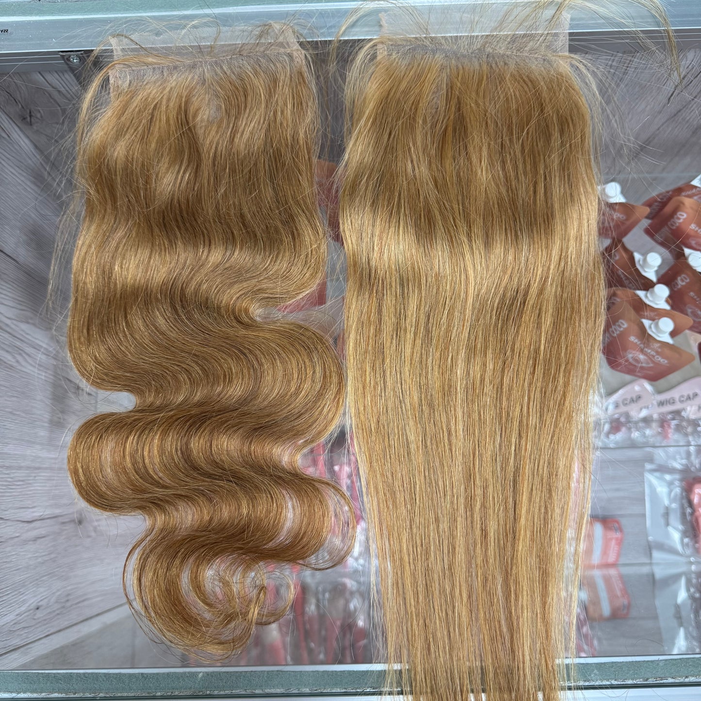 Honey Blonde #27 5x5 Ultra Thin Lace Closure Straight Body Wave 100% Virgin Human Hair