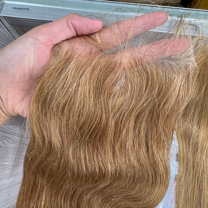 Honey Blonde #27 5x5 Ultra Thin Lace Closure Straight Body Wave 100% Virgin Human Hair