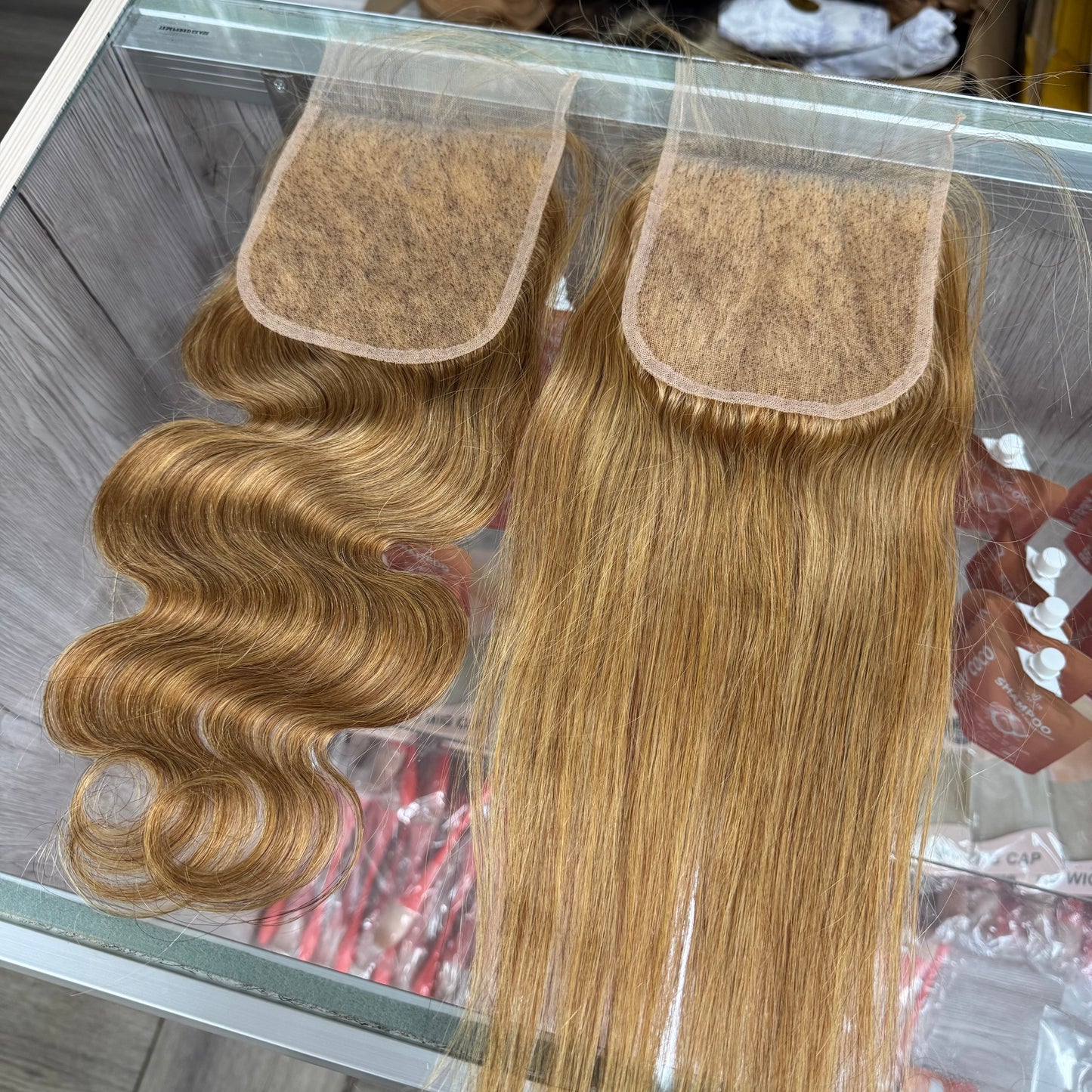 Honey Blonde #27 5x5 Ultra Thin Lace Closure Straight Body Wave 100% Virgin Human Hair