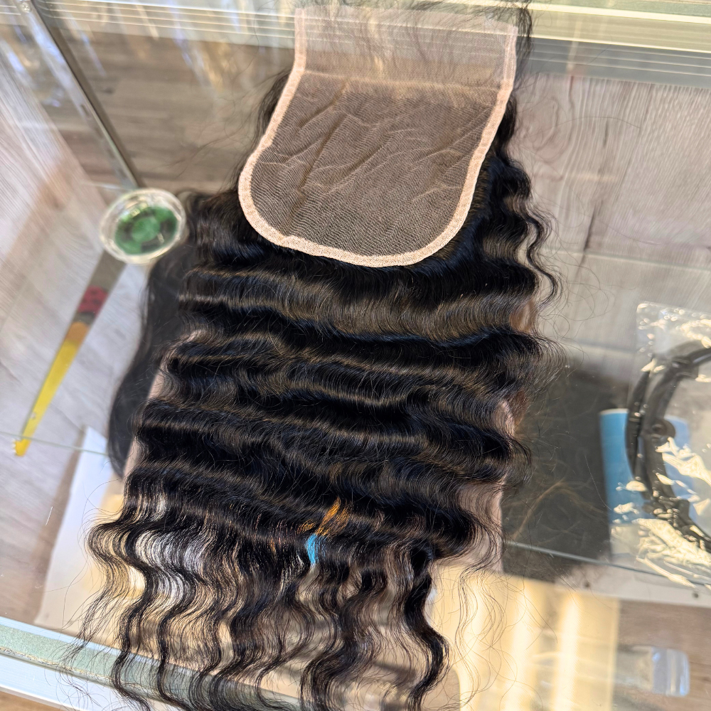 Burmese Curly 100% High Quality Virgin Human Hair Pre Plucked Lace Closure 2x6/5x5