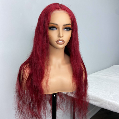 Red Velvet Burgundy Long Wavy 13x4 Full Frontal Virgin Human Hair Wig