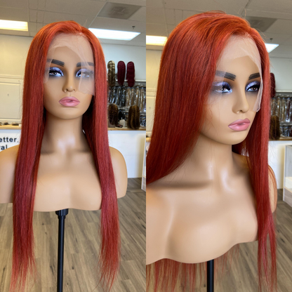 We Heart Hair 13x4 Full Frontal Ginger Copper Lace Front Wig Silky Straight Human Hair Wig
