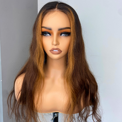 We Heart Hair 24" Wavy Ombre Chocolate Brown Color 27 Highlight 13x4 Full Frontal Pre-Bleached Stylist Design 200% Wig