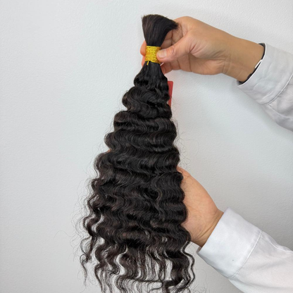[We Heart Hair] Boho Braids 100% Cambodian Human Hair Bulk Hair For Braiding Hair Deep Wave Loose Deep Wave Honey Blonde 4/27 humanhair boho  Summer Hot