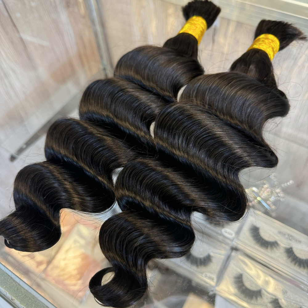 [We Heart Hair] Boho Braids 100% Cambodian Human Hair Bulk Hair For Braiding Hair Deep Wave Loose Deep Wave Honey Blonde 4/27 humanhair boho  Summer Hot