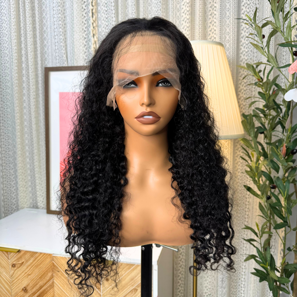 13X4 Full Frontal Burmese Curly 100% Virgin Hair 200% Density Natural Wave Wig Natural Color