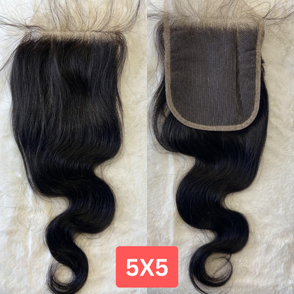 We Heart Hair Body Wave 4x4/5x5 Lace Closure, 13x4 Frontal Natural Black Virgin Human Hair Closure