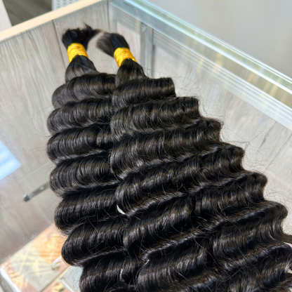 [We Heart Hair] Boho Braids 100% Cambodian Human Hair Bulk Hair For Braiding Hair Deep Wave Loose Deep Wave Honey Blonde 4/27 humanhair boho  Summer Hot
