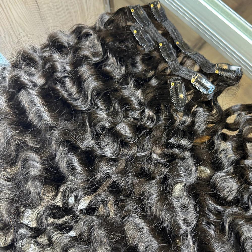 [We Heart Hair] Burmese Curly Soft Lace Weft Clip-on Hair Extension 100% Virgin Human 8PCS Straight Body Wave