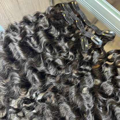 [We Heart Hair] Burmese Curly Soft Lace Weft Clip-on Hair Extension 100% Virgin Human 8PCS Straight Body Wave