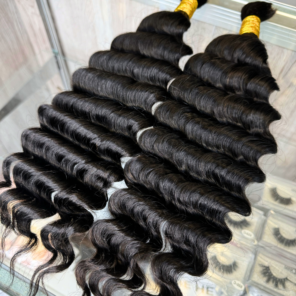 [We Heart Hair] Boho Braids 100% Cambodian Human Hair Bulk Hair For Braiding Hair Deep Wave Loose Deep Wave Honey Blonde 4/27 humanhair boho  Summer Hot