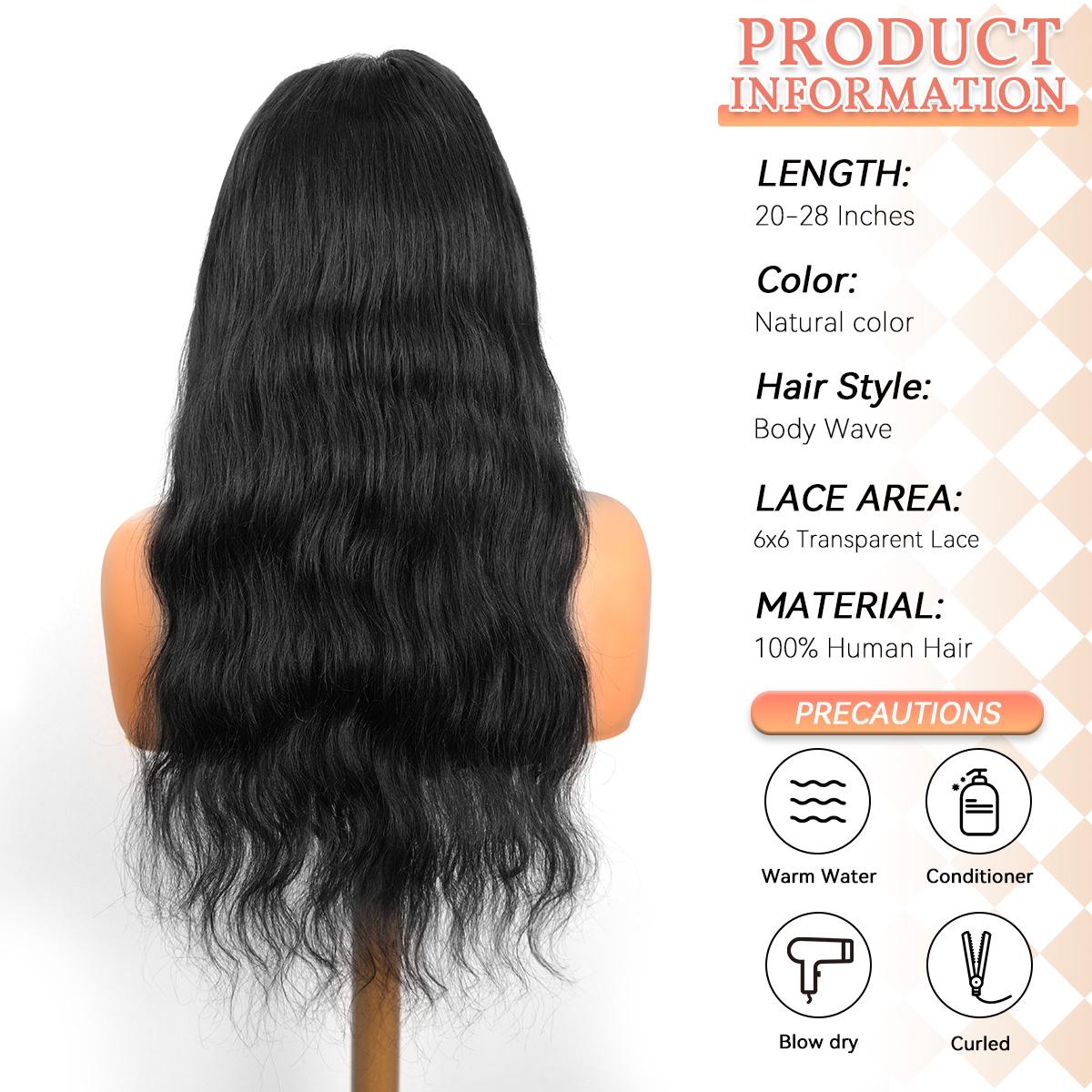 We Heart Hair 6x6 Glueless Closure 100% Virgin Human Hair Wig 200% Density Body Wave Straight Transparent Lace