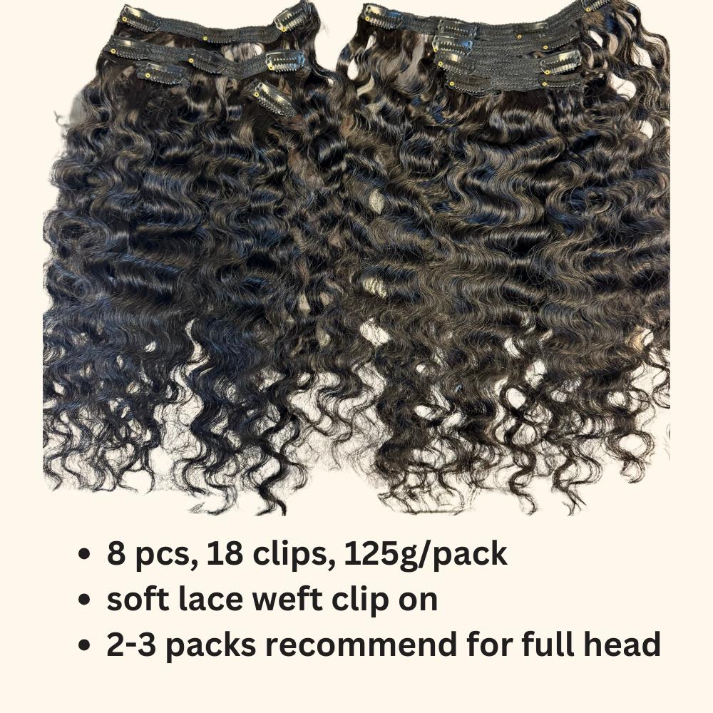 [We Heart Hair] Burmese Curly Soft Lace Weft Clip-on Hair Extension 100% Virgin Human 8PCS Straight Body Wave