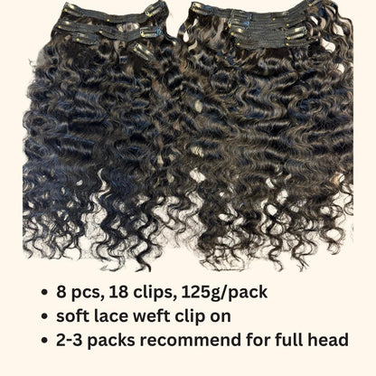 [We Heart Hair] Burmese Curly Soft Lace Weft Clip-on Hair Extension 100% Virgin Human 8PCS Straight Body Wave