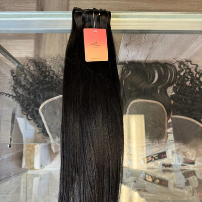 [We Heart Hair] Burmese Curly Soft Lace Weft Clip-on Hair Extension 100% Virgin Human 8PCS Straight Body Wave