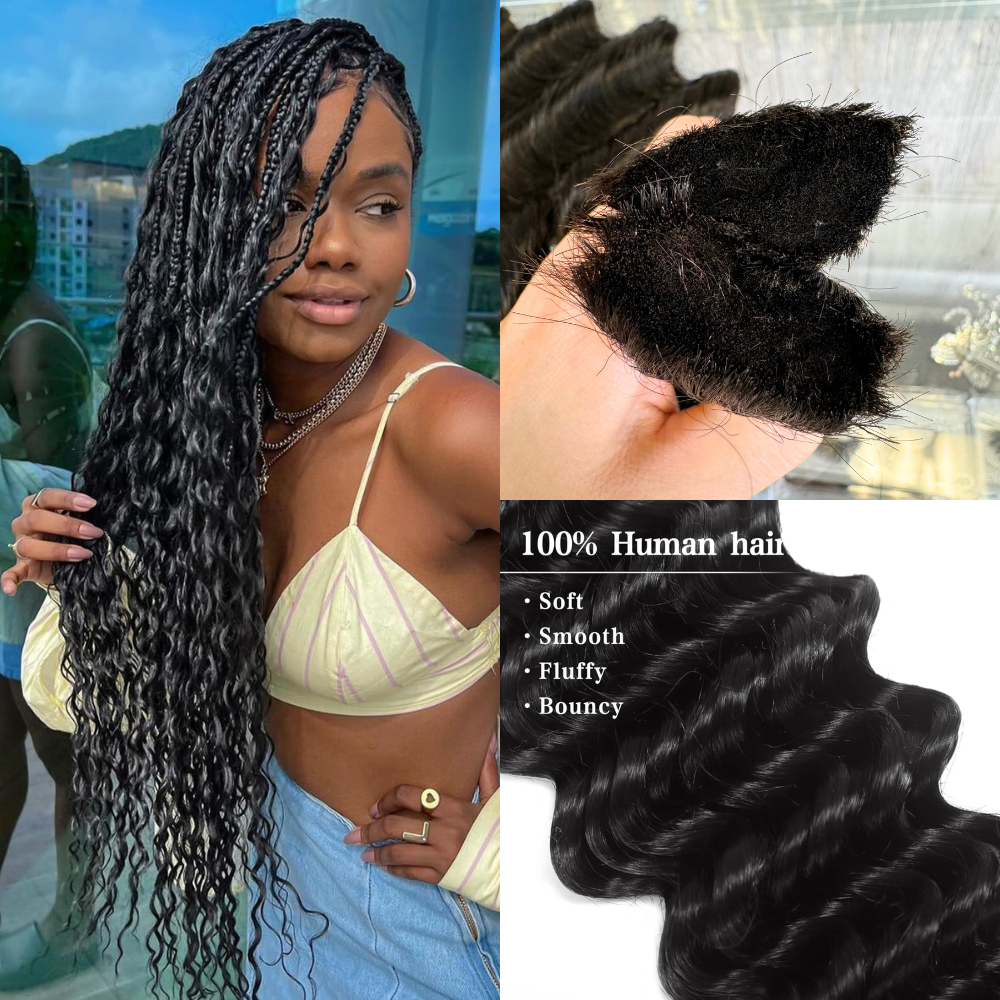 [We Heart Hair] Boho Braids 100% Cambodian Human Hair Bulk Hair For Braiding Hair Deep Wave Loose Deep Wave Honey Blonde 4/27 humanhair boho  Summer Hot