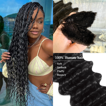[We Heart Hair] Boho Braids 100% Cambodian Human Hair Bulk Hair For Braiding Hair Deep Wave Loose Deep Wave Honey Blonde 4/27 humanhair boho  Summer Hot