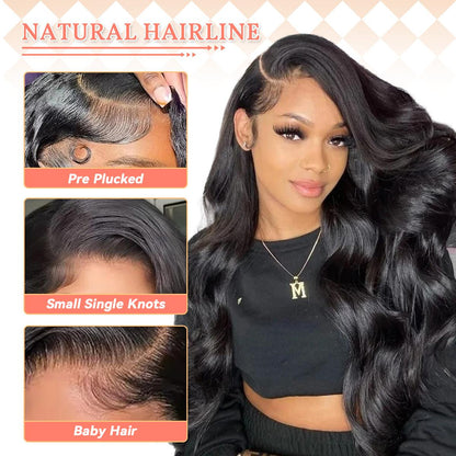 We Heart Hair 13x6 Body Wave Full Frontal Wig 100% Cambodian Human Hair 200% Density Lace Wig Transparent Lace