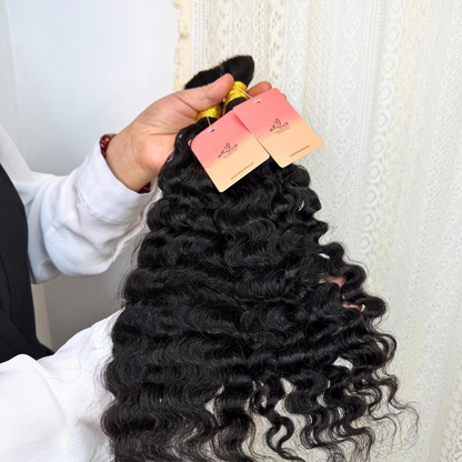 [We Heart Hair] Boho Braids 100% Cambodian Human Hair Bulk Hair For Braiding Hair Deep Wave Loose Deep Wave Honey Blonde 4/27 humanhair boho  Summer Hot