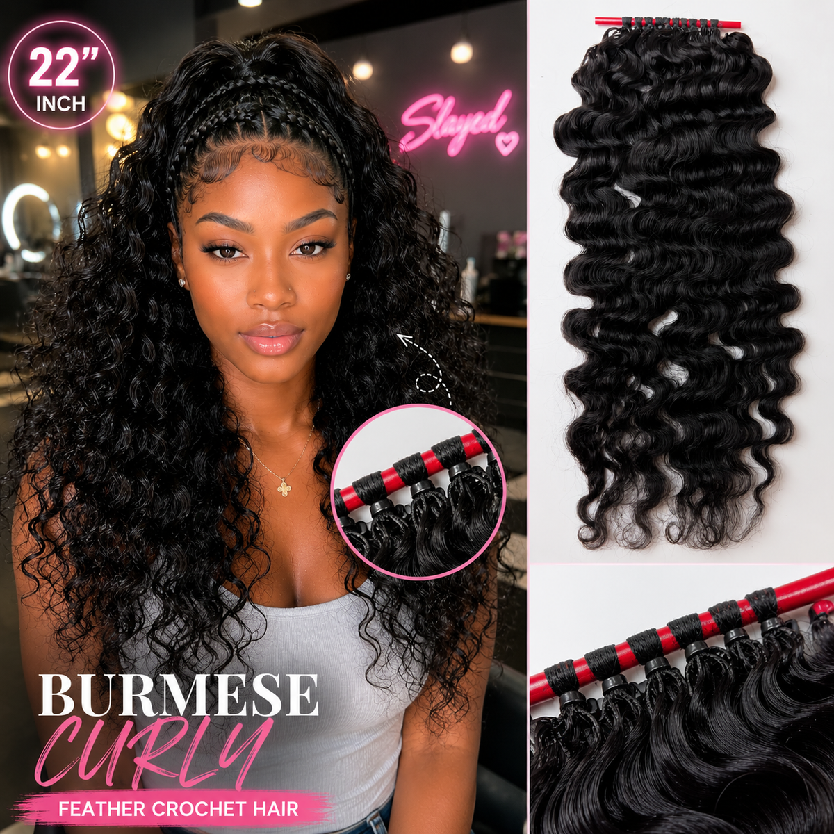 【WE HEART HAIR】100% Human Hair Feather Crochet Hair Burmese Curly Loose Deep Wave Miracle Knots Lightweight Natural Look