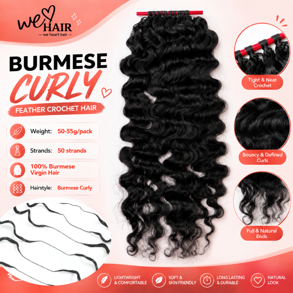 【WE HEART HAIR】100% Human Hair Feather Crochet Hair Burmese Curly Loose Deep Wave Miracle Knots Lightweight Natural Look